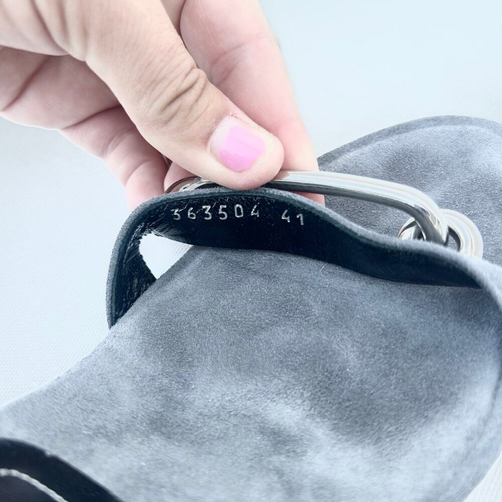 Balenciaga Maillon Suede Ankle Strap Heels Gray Grey Silver 41 Pumps 11 - Picture 4 of 11